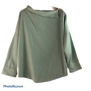Off Shoulder Green Striped Shirt SZ 2XL Lossky